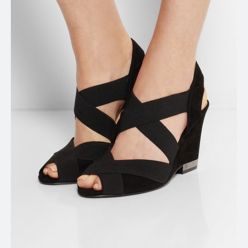 Tory‎ Burch suede Black Wedge Sandals